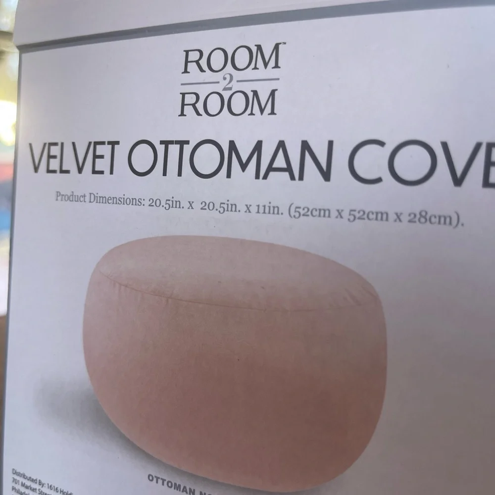 Soft Pink Velvet Ottoman Cover